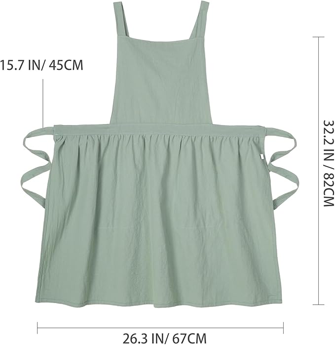 Pinknoke Cute Cotton Pinafore Aprons for Women with Pockets for Kitchen | Vintage Apron Dress,Adjustable Cross Back,2 Pockets,Long Straps,for Cooking Backing Gardening Painting Cleaning Gift Giving - Image 5