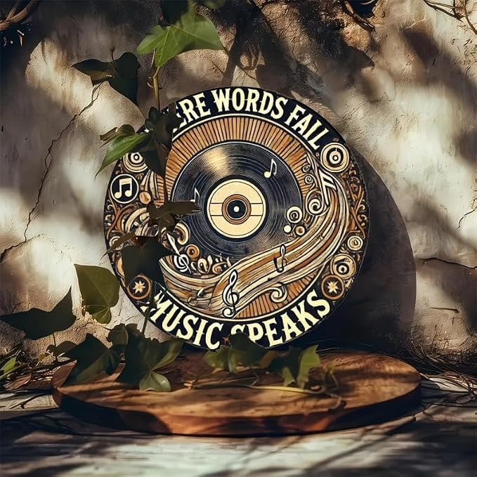 Vintage Record-Inspired Circular Decor Sign - Ideal for Home, Bar, Cafe & Garage Ambiance | Wood Fiberboard Music Festival Wall Art - Image 3