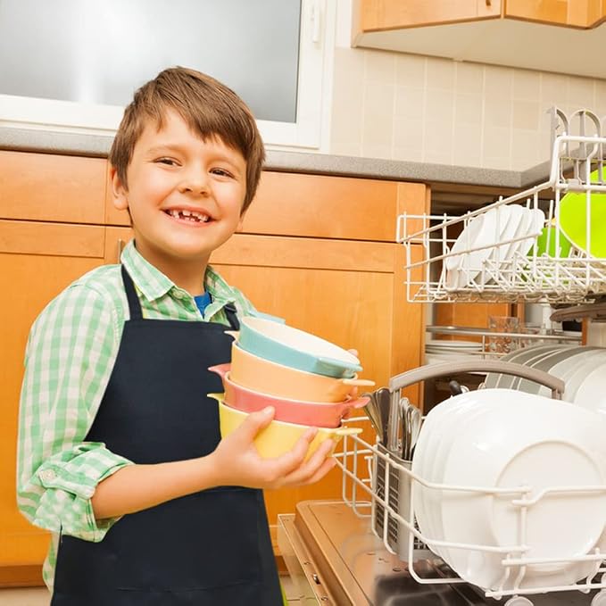 SINLAND Kids Aprons with Large Pocket 2 Pack | Adjustable Cooking Chef Aprons,Stain Resistant Toddler Apron for Baking Painting Gardening Boys Girls - Image 8