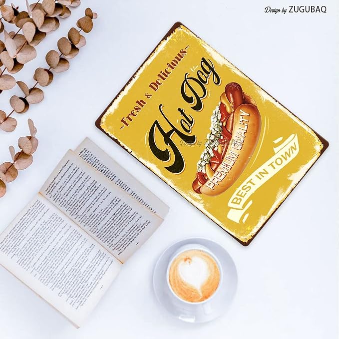 Hot Dog Tin Signs Vintage Metal Sign Funny Food Art Printing Poster Wall Decor for Home Kitchen Bar Restaurant Cafe Pub Indoor Outdoor 12x8 Inch Hanging Plaque - Image 4