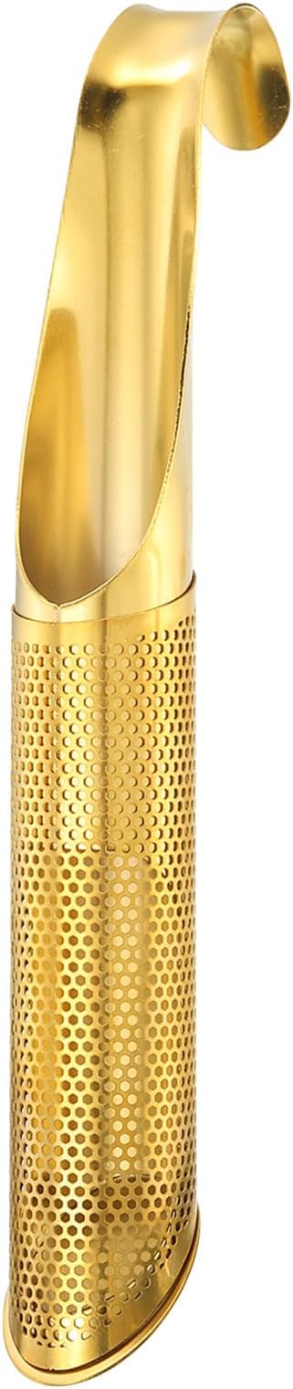 uxcell 1 Pcs Tea Strainer with Fine Mesh, Stainless Steel Tea Steeper, Tea Infuser Stick Pipe with Handle for Loose Leaf Tea, Titanium