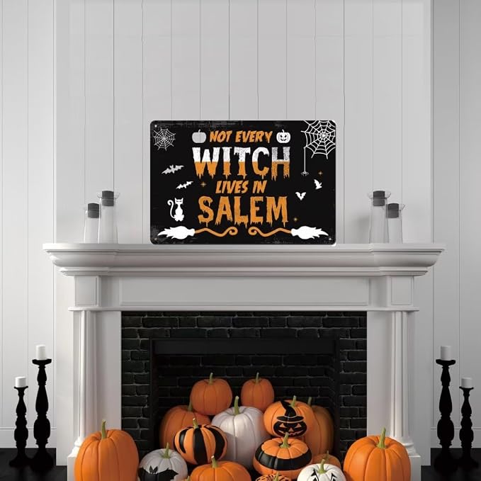 bivrten Halloween Garden Sign Not All Witches Live in Salem - Halloween Theme Holiday Farmhouse Patio Yard Outdoor Party Decor Witch Garden Decor Kitchen Witch Decor Halloween Party Decor 12x8 Inch - Image 7