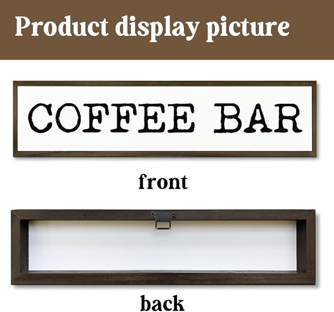 Coffee Bar Signs Decor, Decorative Wooden Box Sign, Wall Decor Art, Farmhouse Coffees Sign for Home, Kitchen, Cafe, Coffee Bar Decors, Rustic Hanging Signs and Plaque 17.8x4x1.2 inches - Image 3