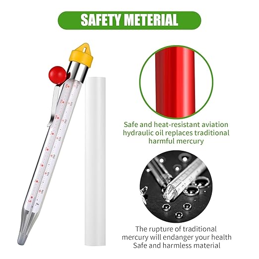 LABO Candy Thermometer, Analog Glass Thermometer with Pot Clip, Dual Scale -40 to 400°F / -40 to 200°C, Instant Read for Sugar, Jam, Syrup, Jelly, Deep Frying, Home Cooking