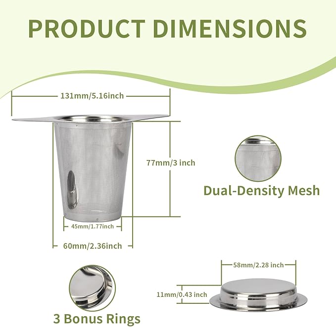 Stainless Steel Tea Infuser, Large Capacity Tea Steeper Basket Filter for Mugs, Teapots, Cups