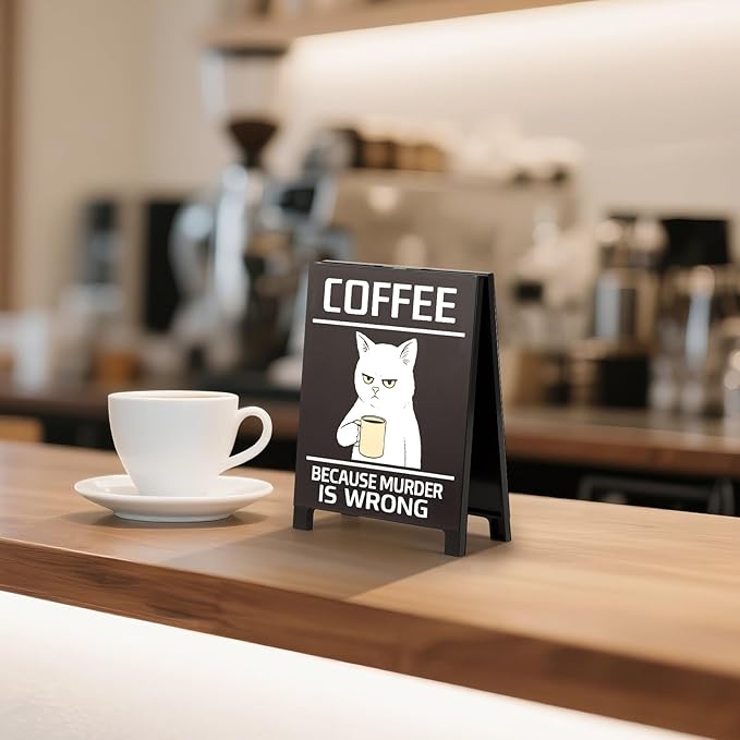Coffee Bar Accessories Decor: Black Coffee Station Corner Decorations Sign for Kitchen Office Tabletop Shelf