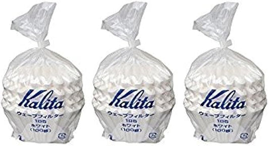 3 X Kalita: Wave Series Wave Filter 185 (2-4 Persons) White. 300 Pieces (Japan Import)