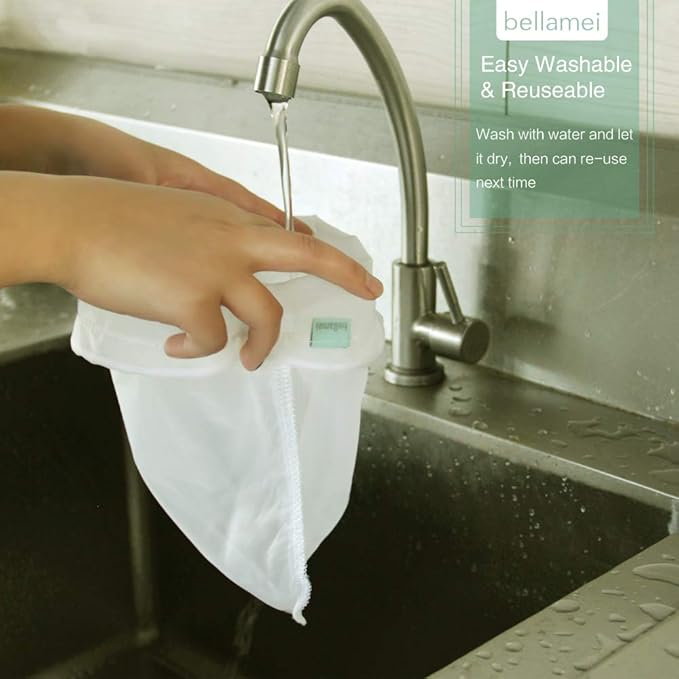 Nut Milk Bag Reusable 3 Pack Food Strainer Nut Bags for Straining Almond/Soy Milk Greek Yogurt Professional for Cold Brew Coffee Tea Beer Celery Juice Fine Nylon Mesh(8"x12"/10"x12"/13"x13")