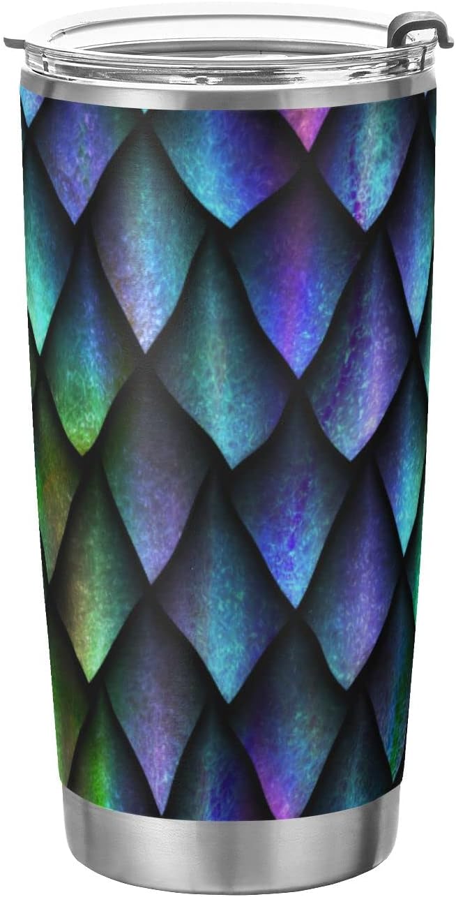 Tumbler Dragon Scales Dino Skin Insulated Office Coffee Cup Back to School Beverage Container Travel Mug with Straw and Lid Double Wall Stainless Steel 20oz