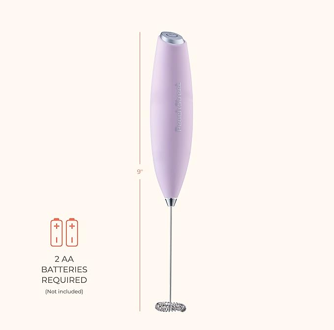 Powerful Handheld Milk Frother, Mini Milk Foamer, Battery Operated (Not included) Stainless Steel Drink Mixer for Coffee, Lattes, Cappuccino, Frappe, Matcha, Hot Chocolate.