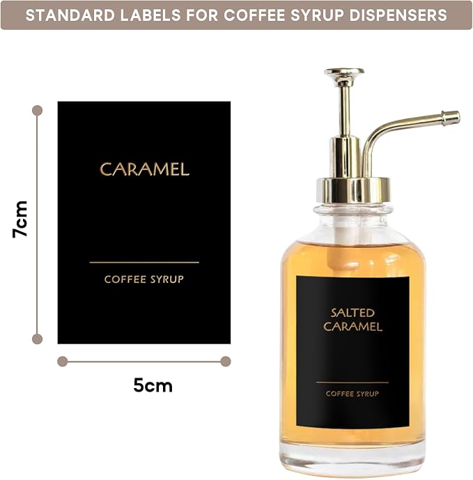 KYONANO 84 Coffee Syrup Labels for Coffee Bar Accessories, Luxury Pattern Décor for Coffee Station, Waterproof Coffee Labels for Coffee Syrup Dispenser & Bottle Organization - Image 2