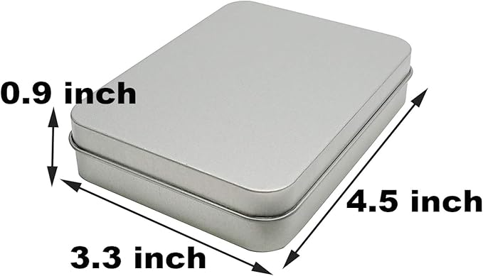 2 Pcs Metal Hinged Tin Box Container Mini Portable Small Storage Container Kit Tin Box Container, Home Storage 4.5x3.3x0.9 inch, Silver