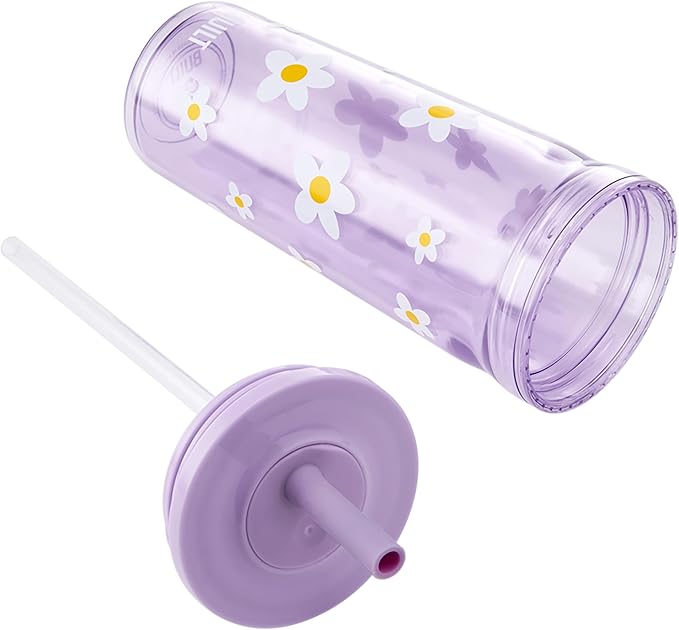 BUILT 20 Fluid Ounce Acrylic Straw Seal Bedford Tumbler, Leakproof, Wild Lavender Daisy