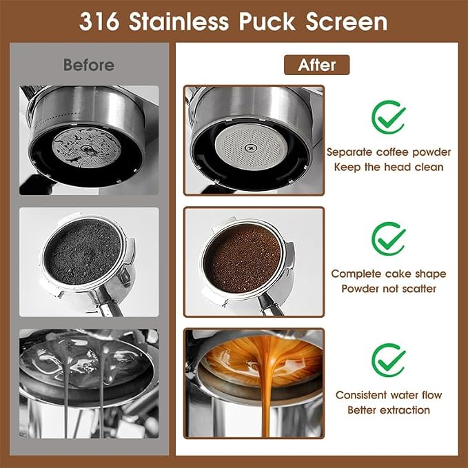 Reoszeank 58mm Espresso Accessories Kit, WDT Tool, Dosing Funnel and Puck Screen Set, 316 Stainless Steel Needle Coffee Distribution Stirrer Fits Breville 58 mm Espresso Machines and Portafilter - Image 4