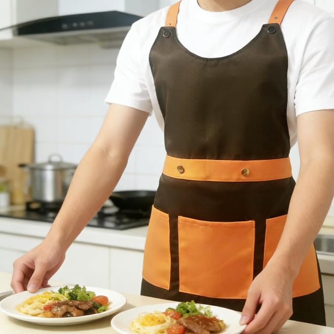 Server Aprons For Women Men With 3 Pockets, 2pc Set, Waterproof Apron For Kitchen Cooking Waitress Gardening Art Work - Image 8