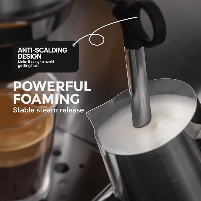 20-Bar Espresso Machine & Coffee Machine – Compatible with N Espresso Capsule & Coffee Ground,Stainless Steel Milk Frother – 34 oz Espresso Cup - Latte Machine & Cappuccino Machine