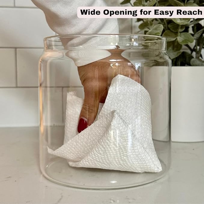 Glass Canister with Lid - Half Gallon Kitchen glass canisters with airtight lids Perfect for Pantry Storage, Flour Jar, Rice container, Cookie Jar, Coffee bean storage with 30 Labels & Non Slip Base