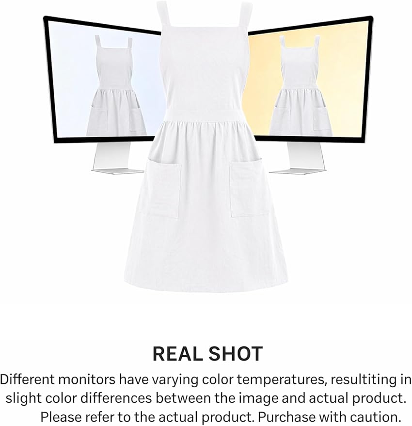 Pinknoke Cute Cotton Pinafore Aprons for Women with Pockets for Kitchen | Vintage Apron Dress,Adjustable Cross Back,2 Pockets,Long Straps,for Cooking Backing Gardening Painting Cleaning Gift Giving - Image 8