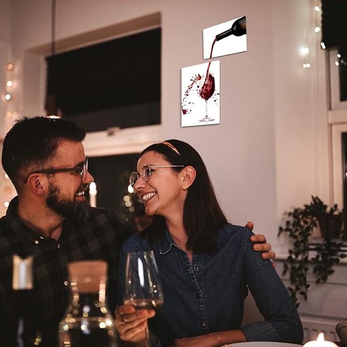 Pinetree Art Wine Wall Decor for Kitchen Modern Kitchen Wall Art Dinning Room Wall Decor 2 Panels Wine Canvas Art for Home Kitchen Decoration (wine a bit) - Image 3