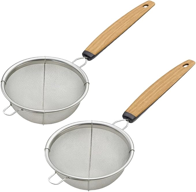 JapanBargain 2459, Fine Mesh Tea Strainer with Handle Stainless Steel Small Sifter For Drinks, Cocktails, Coffee and Matcha, 2-Pack