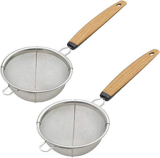 JapanBargain 2459, Fine Mesh Tea Strainer with Handle Stainless Steel Small Sifter For Drinks, Cocktails, Coffee and Matcha, 2-Pack