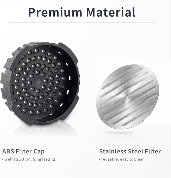 CAFEMASY Reusable Metal Coffee Filter with Replacement Filter Cap Set Compatible with Aeropress Original Go Coffee Espresso Maker
