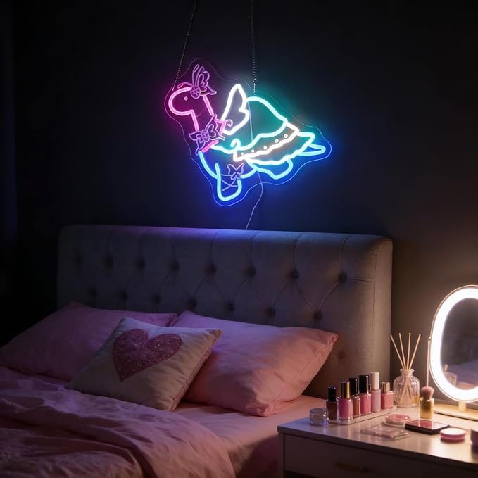 Dinosaur in Bow & Cape Adventurous Friend Light - Cute & Bold LED Wall Art for Kids Room, Playroom, Dinosaur Party or Imaginative Decor, Dimmable USB, Whimsical Gift for Dino Lovers - Image 5