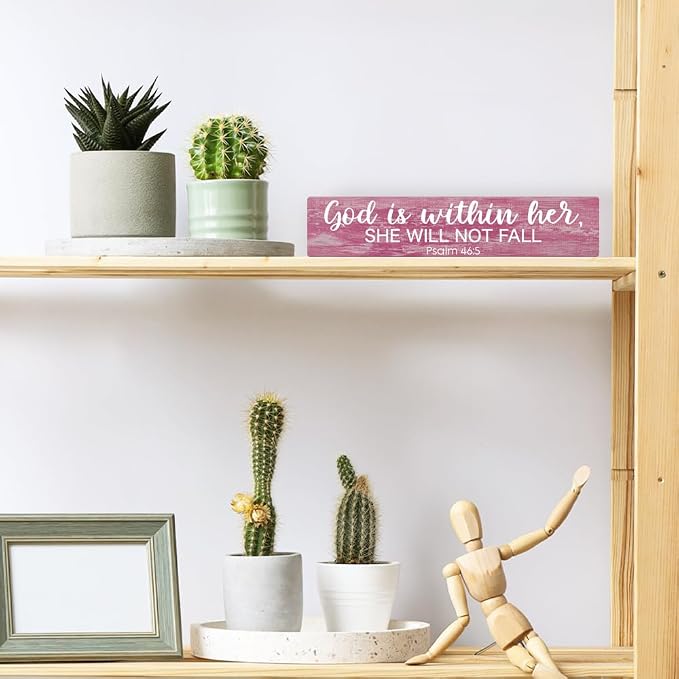 AGMDESIGN God is Within Her She Will Not Fall Wooden Sign, Women's Faith Decor for Wall, Christian Jesus Hanging Wooden Plaque for Home Farmhouse Prayer Room, Inspirational Gifts for Christian Sisters - Image 4