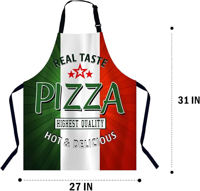 Pizza Poster Bib Apron with Adjustable Neck for Men Women,Suitable for Kitchen Cooking Chef Grill Bistro BBQ Apron - Image 2