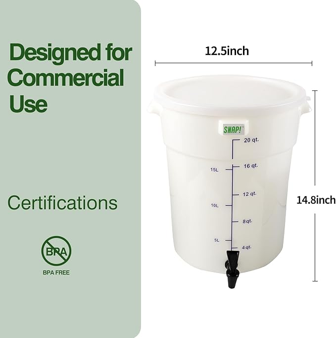 Snap! Cold Brew Round Bucket- 5 gallon Commercial Cold Brew System,Cold Brew Coffee Set-Whtie