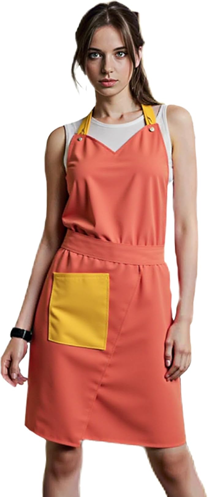 Kitchen Apron with Pockets for Adults,Waterproof Cooking Aprons for Women/Men,Baking/Grilling,Green/Orange/Wine Red by Unknown