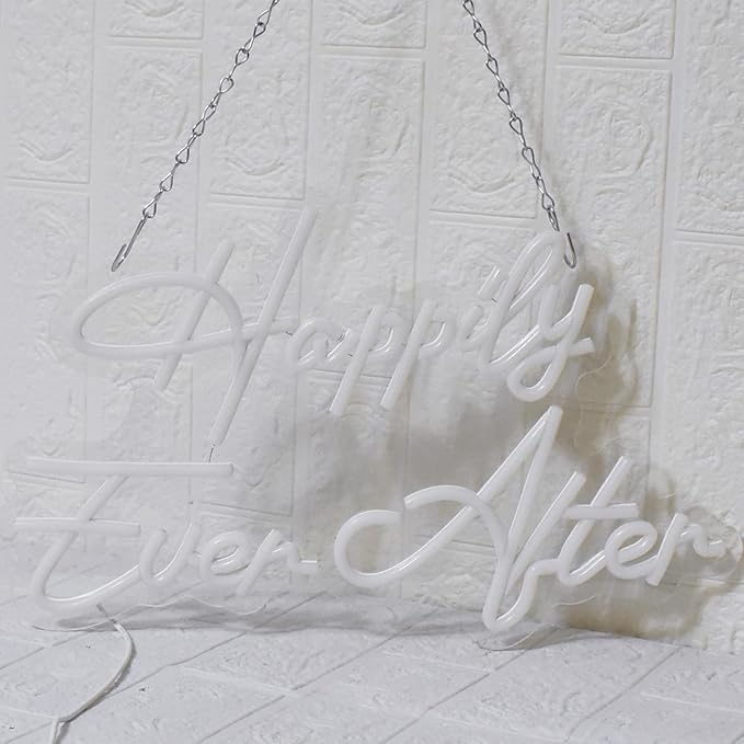 Happily Ever After Neon Sign for Wall Decor, Wedding Neon Lights Sign Dimmable USB Powered LED Sign for Bedroom Home Bar Wall Decor Anniversary Valentine's Celebrations Wedding Party