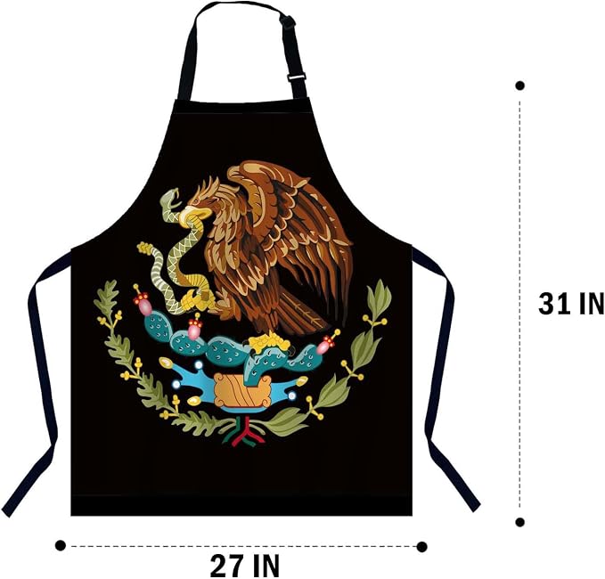 Mexico Eagle Flag Chefs Apron, Cooking and Baking Apron for Men and Women, Kitchen Apron, Butchers Apron, BBQ & Catering Bibs - Image 2