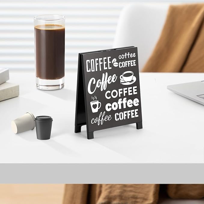 Coffee Bar Accessories Decor: Black Coffee Station Corner Decorations Sign for Kitchen Desk Tabletop Shelf