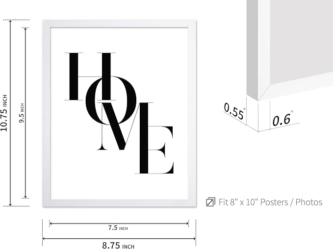 Poster Master Vintage Unique Poster - Retro Minimalist Print - Home, Letters, Typography, Black and White, Simple - Gift for Artist, Friend - Wall Decor for Living Room, Dorm, 8x10 White Framed