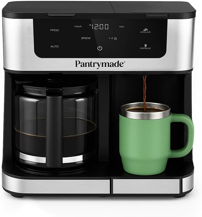 Dual Brew Coffee Maker | 12 Cup Glass Carafe & Single Serve K-Cup Combo | Programmable Touchscreen Coffee Machine for Ground Coffee or Pods | Auto Shut-Off, Black