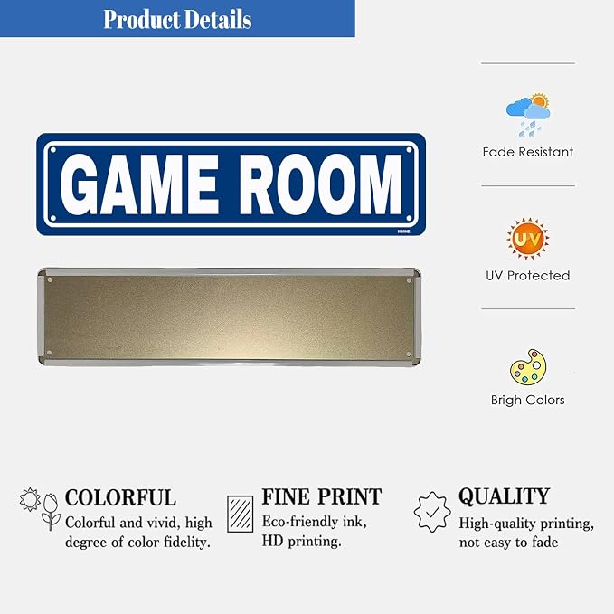 Game Room Sign Game Decor Metal Tin Signs Street Door Sign for Cafes Bar Pub Beer Club Wall Home Decor Gift 16X4 Inches - Image 3
