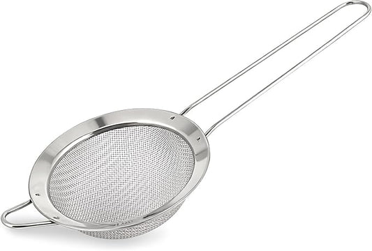 Fine Mesh Flour Sifter, Stainless Steel Mini Sieve for Baking, Ideal for Sifting Flour, Matcha, Tea, and Juices - 3.15in Diameter, Silver