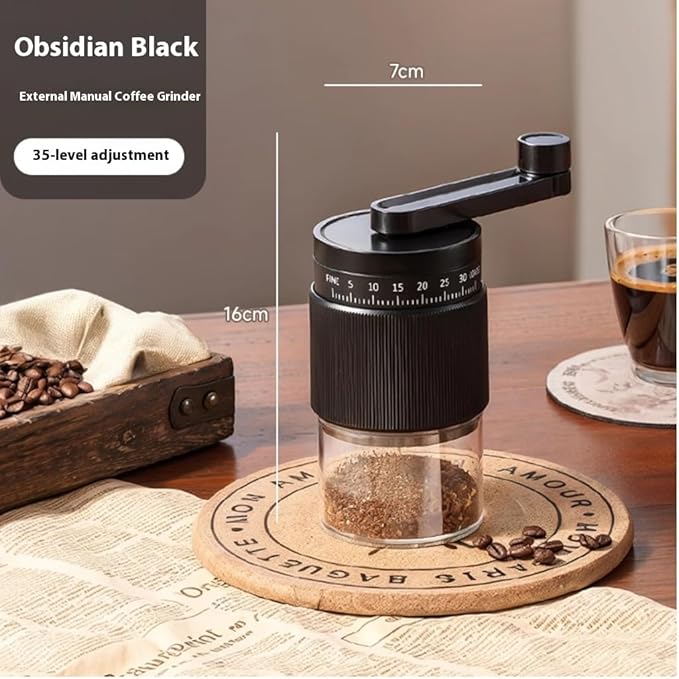 Manual Coffee Grinder, Premium Conical Burr Mill with 18 Adjustable Settings - Portable Hand Crank Bean Grinder for Espresso, French Press, Turkish Coffee, Includes Brush, Scoop & 100 Filters (black)