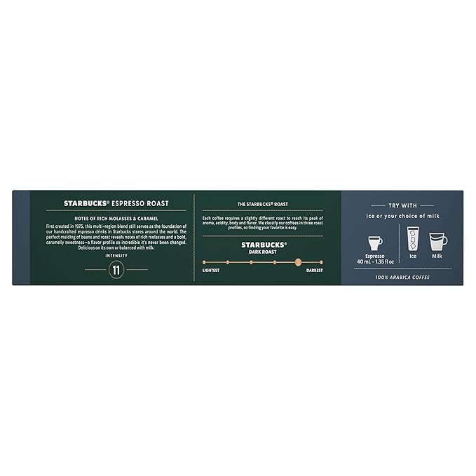 Starbucks by Nespresso Vertuo, Dark Roast Espresso, 50-count Espresso Pods, Brews 1.35 oz.