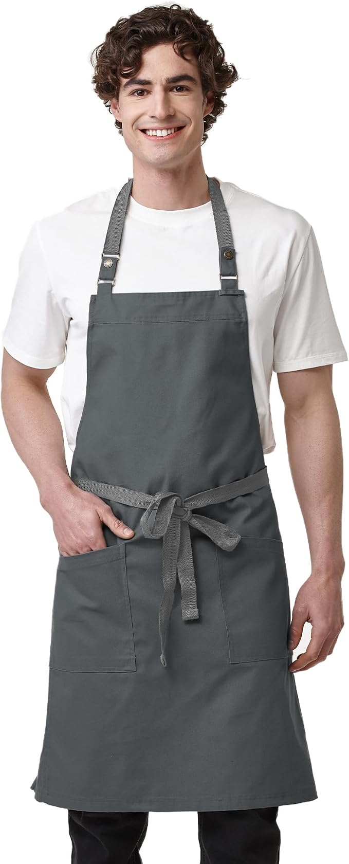 Chef Men Canvas Waterproof Apron Pocket 4251GB | Polyester Cotton Canvas Apron for BBQ Grilling Kitchen Cooking, Adjustable Neck, Durable & Comfortable by Guolamy