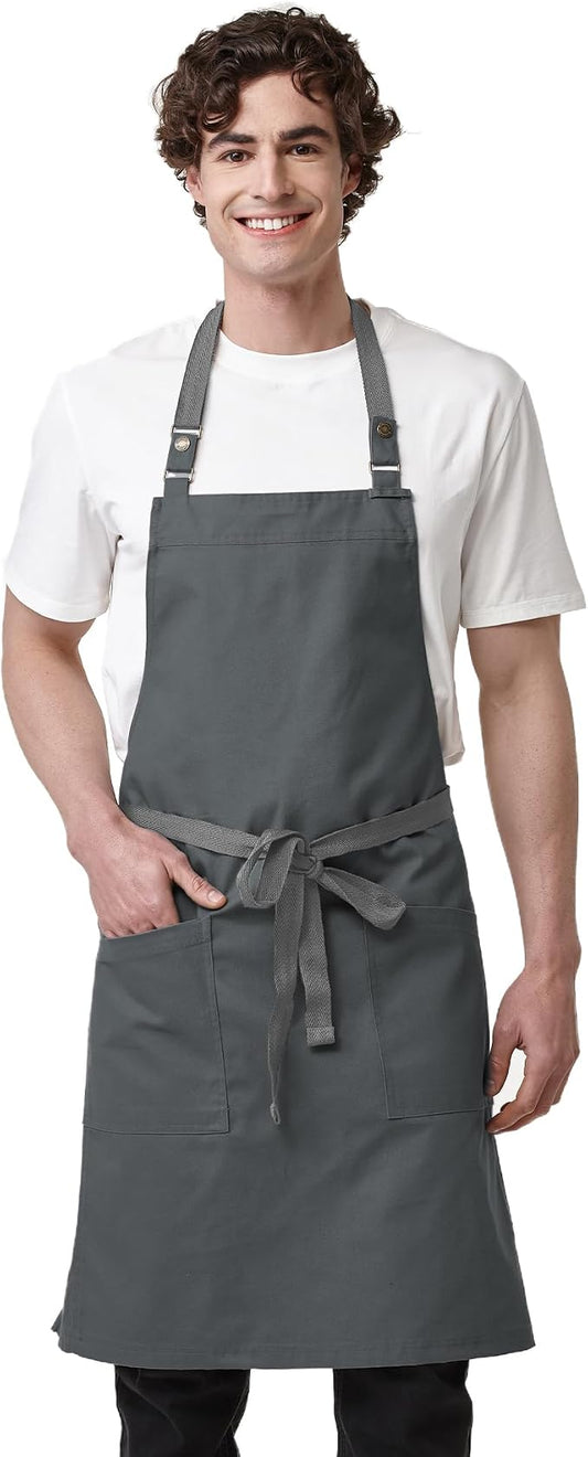 Chef Men Canvas Waterproof Apron Pocket 4251GB | Polyester Cotton Canvas Apron for BBQ Grilling Kitchen Cooking, Adjustable Neck, Durable & Comfortable by Guolamy