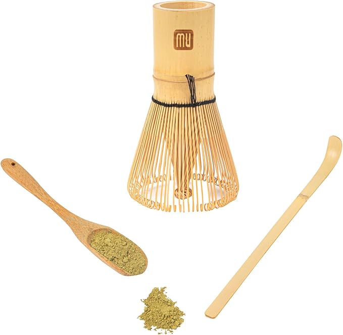 Restaurantware-Dojo Matcha Tea Whisk Set, 3-Piece Traditional Matcha Brush Set - Includes Whisk (Chasen), Scoop (Chashaku), And Spoon, Durable, Bamboo Matcha Making Set, Heat-Resistant, Sustainable