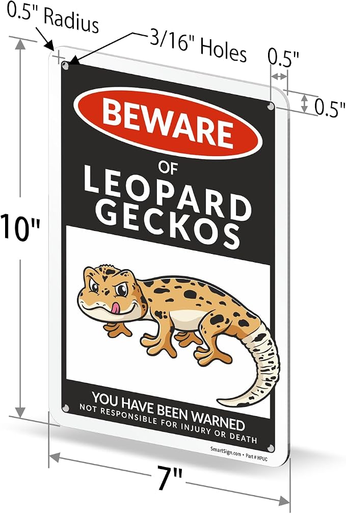 SmartSign Funny Beware Of Leopard Geckos Warning Sign - 10"x7", 40 mil Laminated Rust-free Aluminum - Metal Signs for Wall Decor, Bathroom, Outdoors, Patio, Gifts, Cafe - Geckos Theme, Made in USA - Image 6