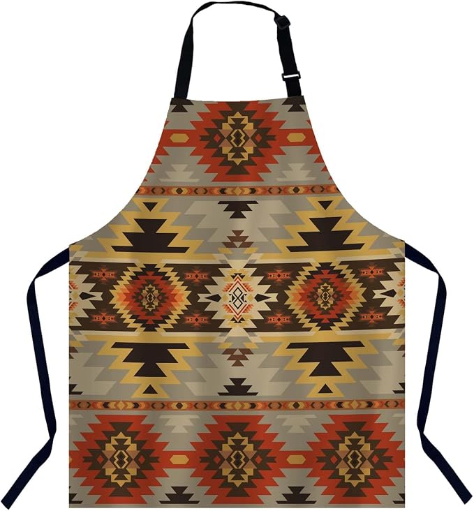 Aztec American Southwest Print Apron Adjustable Neck Bib Apron for Men Women,Suitable for Kitchen Cooking Waitress Chef Apron by Unknown