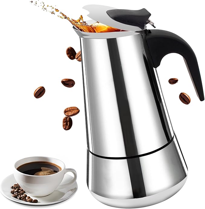 12 Cup Stainless Steel Moka Pot Stovetop Espresso Maker Italian Coffee Machine 600ml 20oz Suitable for Gas Induction Stovetop Mocha Greca Coffee Maker Percolator Tummy
