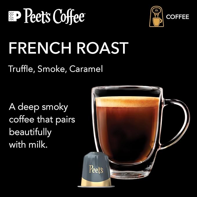 L'OR Barista Coffee Pods, 10 Count Peet's French Roast, Single-Serve Aluminum Capsules Compatible with the L'OR BARISTA System, 10 Count (Pack of 1)
