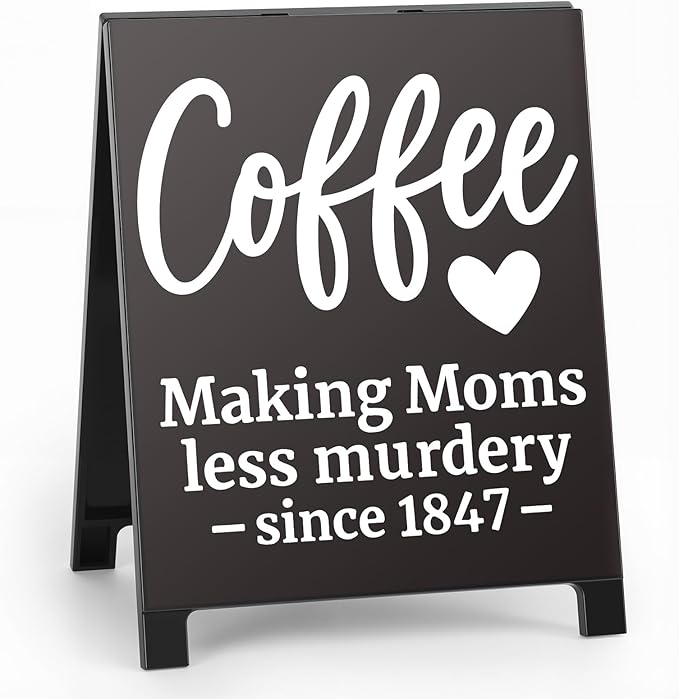 Coffee Bar Accessories Decor: Black Coffee Station Corner Decorations Sign for Kitchen Office Shelf Tabletop