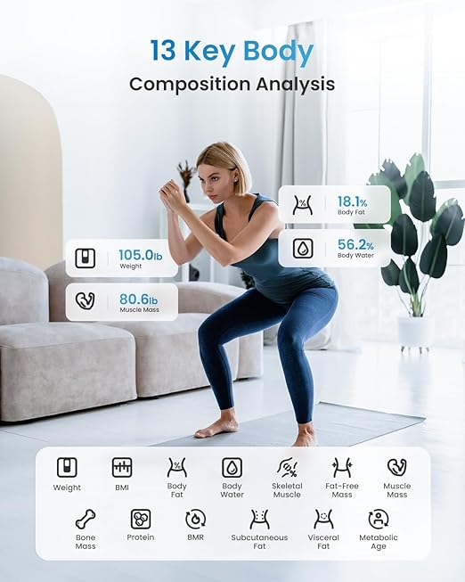 RENPHO Smart Scale for Body Weight, FSA&HSA Eligible, Digital Bathroom Scale BMI Weighing Bluetooth Body Fat Scale, Body Composition Monitor Health Analyzer with Smartphone App