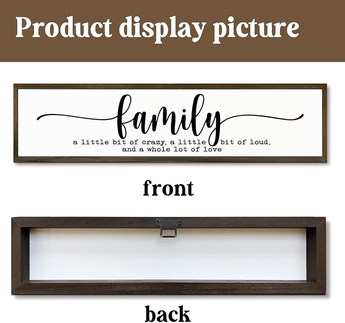 Family Signs Decor, Wood Framed Wall Decor Sign, Farmhouse Wooden Plaques, Positive Home Decors for Living Room, Bedroom, Kitchen, Housewarming Gifts, Framed Wooden Box Sign 17.8x4x1.2 inches - Image 3